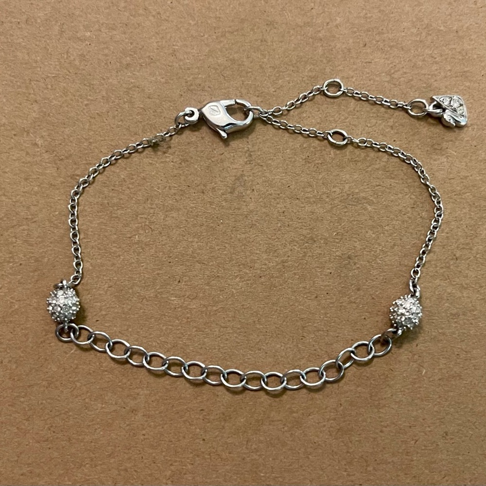 Swarovski Rhodium Plated Pave Crystal Fire Ball Charm Bracelet